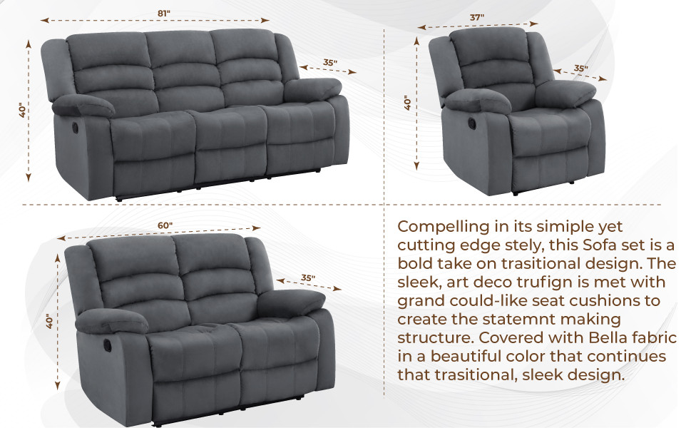 Callan Contemporary Microfiber Recliner Sofa   Transitional   Sofas   by Luxuriant Furniture  Houzz