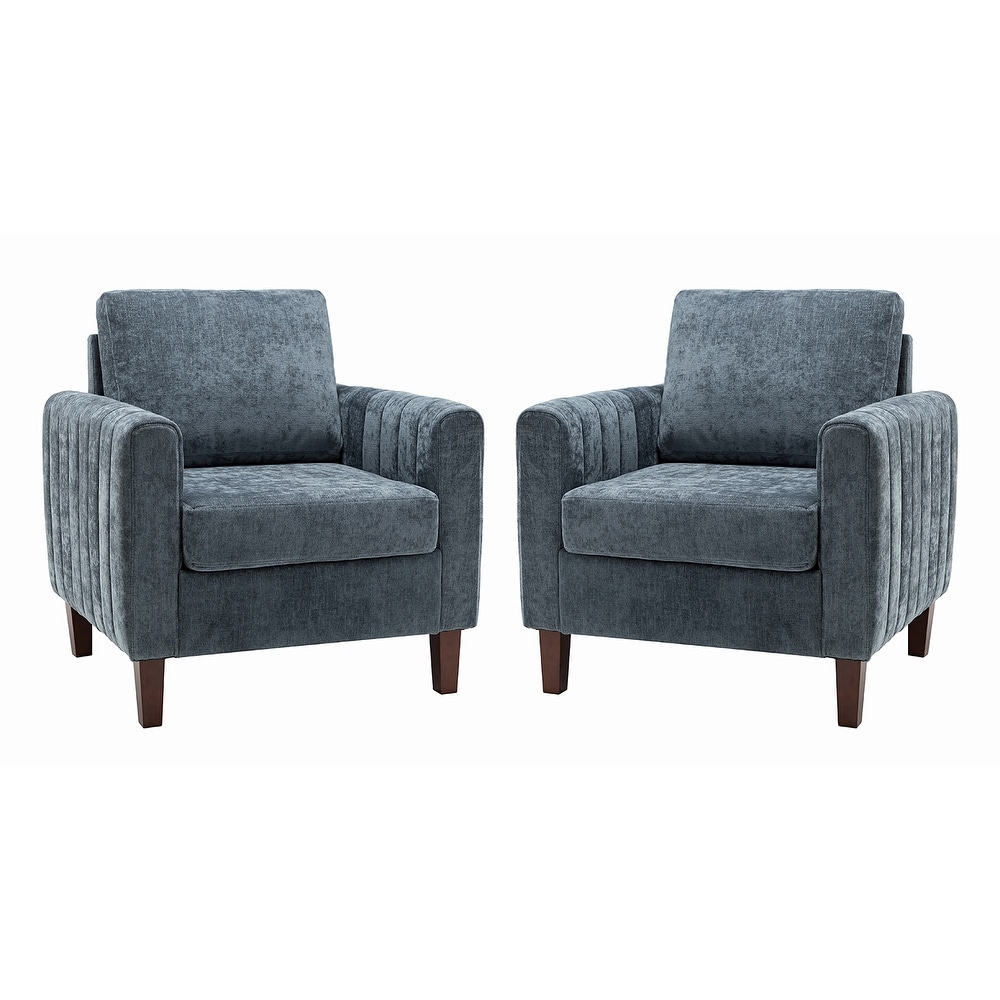 Ganymedes Comfy Accent Club Chair with Wood Base Set of 2 by HULALA HOME