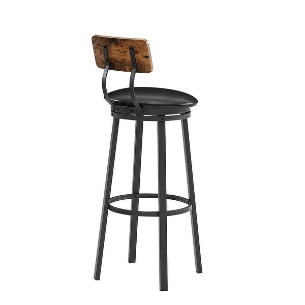 2Pcs Industrial Style Oval Bar Stools with Metal Legs