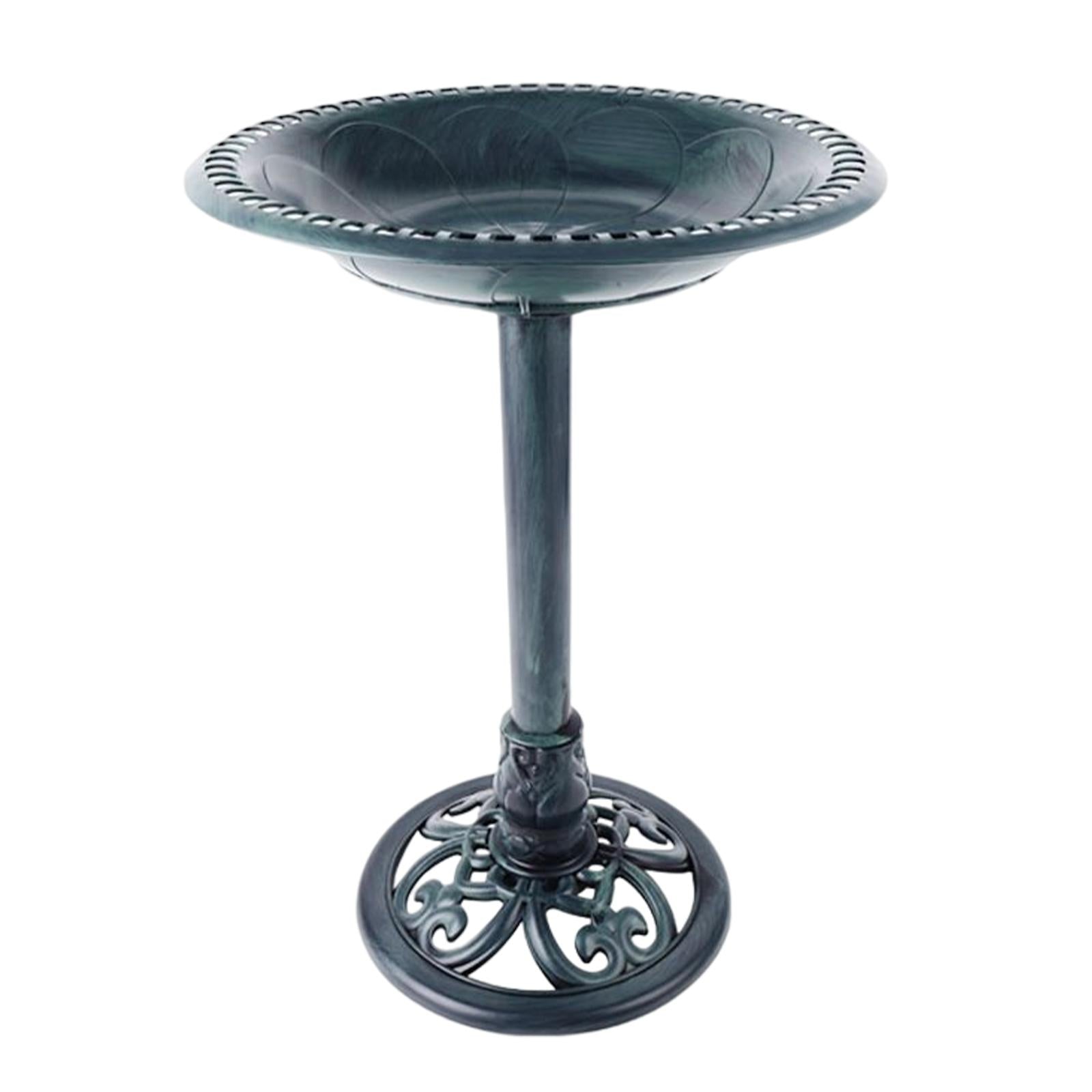 Outdoor Bird Bath Antique Style Flower Design Lightweight Weather Resistant Standing Birdbaths for Patio Lawn Balcony Courtyard Ornament Green