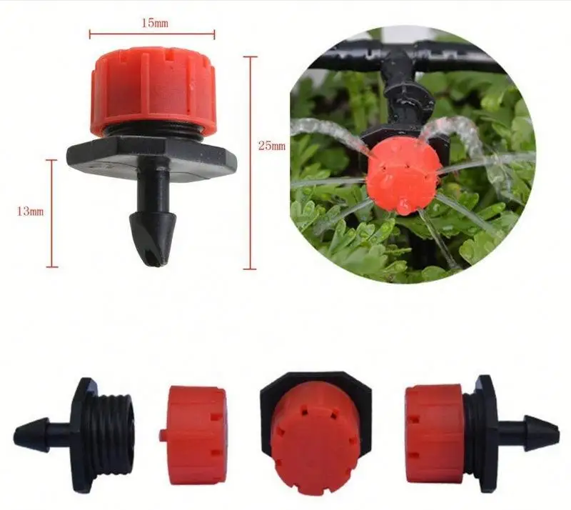 1/4Inch Adjustable Micro Drip Irrigation System Watering Sprinklers Anti Clogging Emitter Dripper Red Garden Supplies