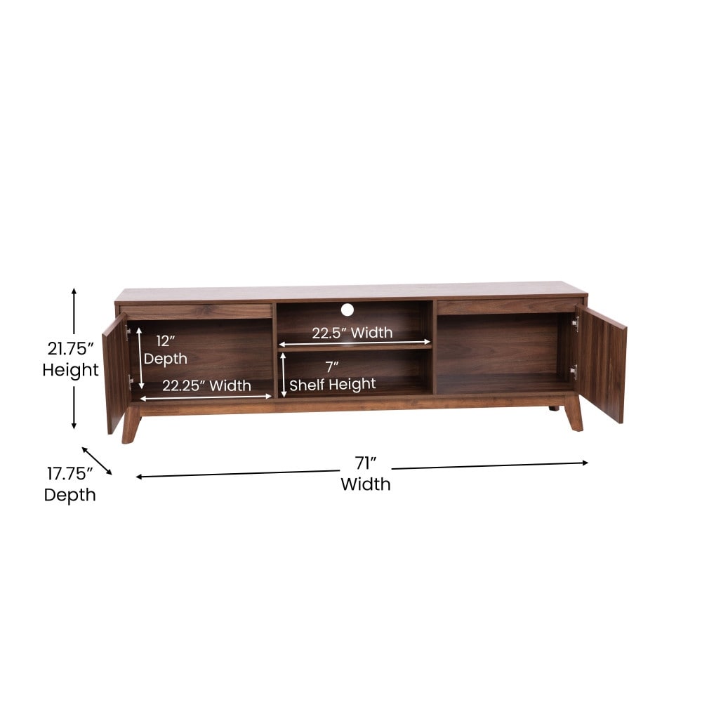 TV Stand with Adjustable Middle Shelf   Dual Soft Close Storage Doors