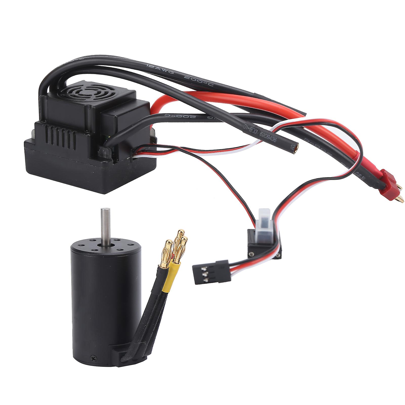 Waterproof Rc 3660 3300kv 4 Poles Brushless Motor With 80a Esc Combo Set For 1/8 Rc Car