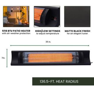 Hanover 1500-Watt Outdoor 35 in. W Electric Carbon Fiber Infrared Heat Lamp in Black HAN1025IC-TP