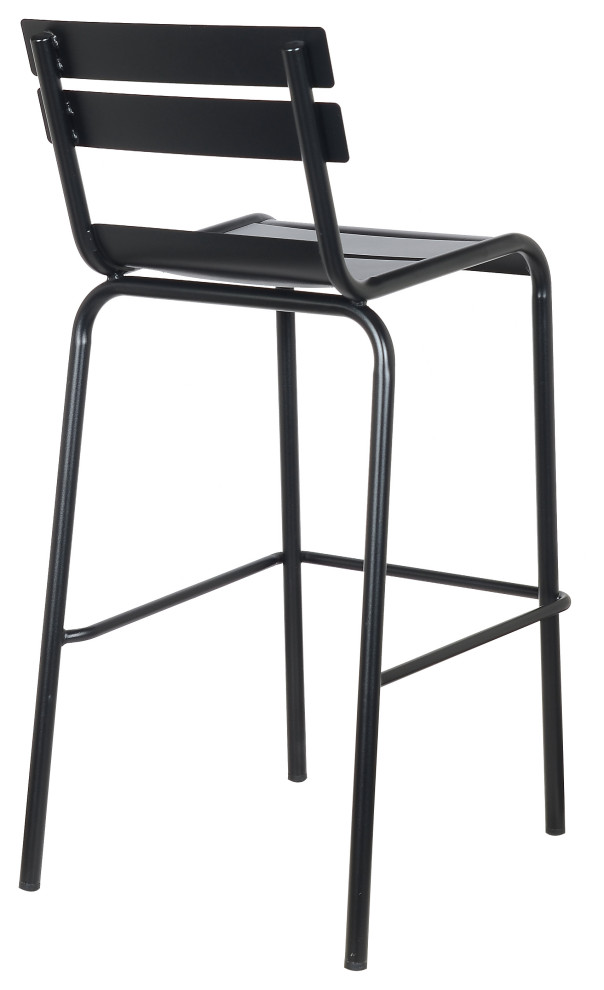 Dana Stackable Outdoor Patio Barstool  Frosted Black  Set of 4   Industrial   Outdoor Bar Stools And Counter Stools   by Taiga Furnishings  Houzz