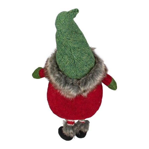 25Inch Plush Red Green Sitting Tabletop Gnome Christmas Decoration