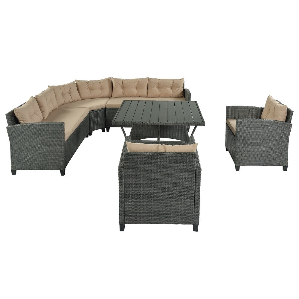 Merax 6 Piece Outdoor Wicker Sofa Set with Thick Cushions