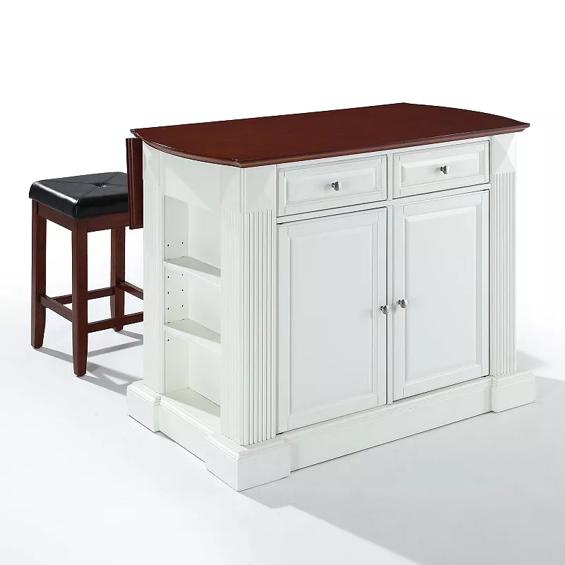 Crosley Furniture 3-piece Drop-Leaf Kitchen Island and Counter Stool Set