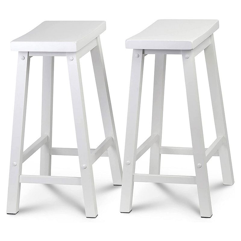 Pj Wood Classic Saddle Seat 24 Inch Tall Kitchen Counter Stools， White (4 Pack)