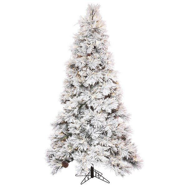 Vickerman 9' x 44 Flocked Atka Pencil Artificial Christmas tree，Warm White LED Lights.