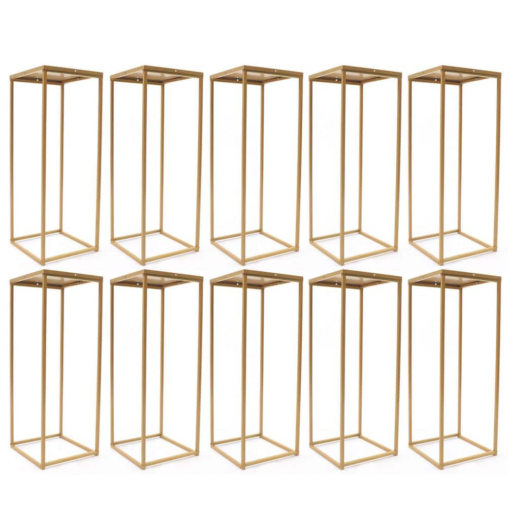 YIYIBYUS 31.5 in. Tall IndoorOutdoor Floor Vase Metal Column Flower Stand Gold (10-Piece) OT-ZJGJ-5287