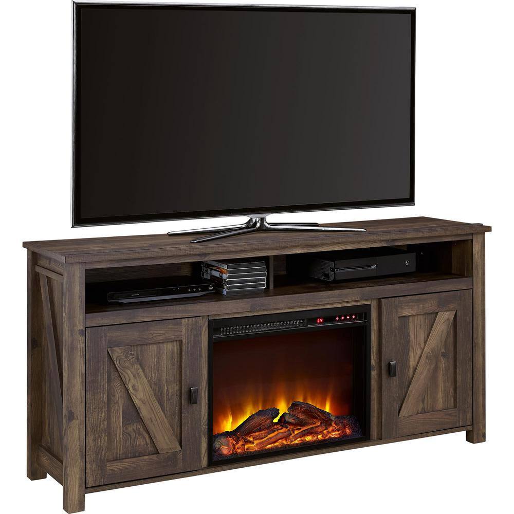 Ameriwood Brownwood Rustic 60 in. TV Console with Fireplace HD00373