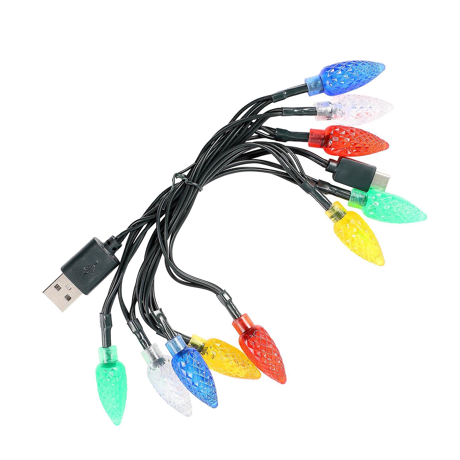 1pc Usb Colorful Christmas Decorative Lamp Usb String Lamp Phone Charging Cable