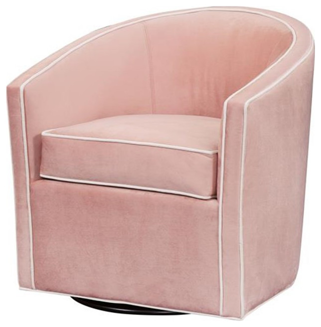 Pemberly Row Modern Pink Finish Blush Velvet Swivel Accent Chair   Contemporary   Armchairs And Accent Chairs   by Homesquare  Houzz