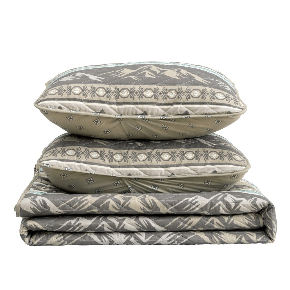 Premium Wildlife Stripe Microfiber Quilt Set With Shams