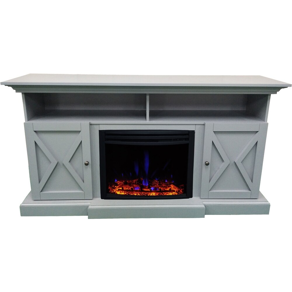 Cambridge Summit Slate Blue 62 in Electric Fireplace/Log Insert Mantel   N/A