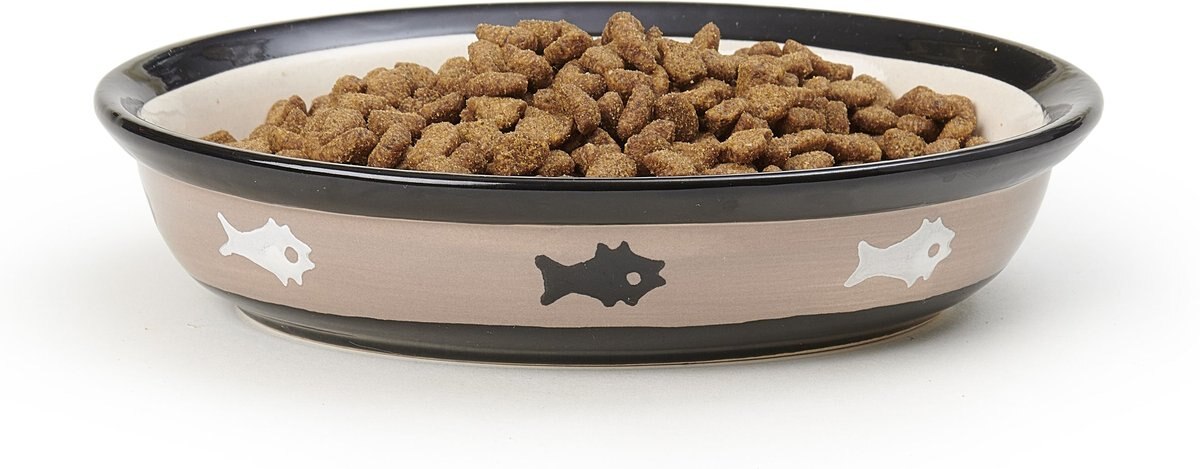 PetRageous Designs City Pets Oval Fish Ceramic Cat Dish