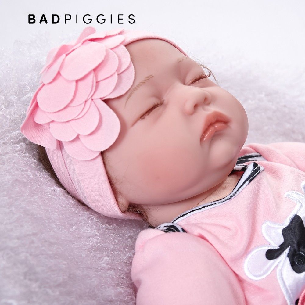 BadPiggies 22 inch Reborn Baby Dolls Girls Realistic Lifelike Handmade Dolls Toys Soft Vinyl Silicone Kids Gifts