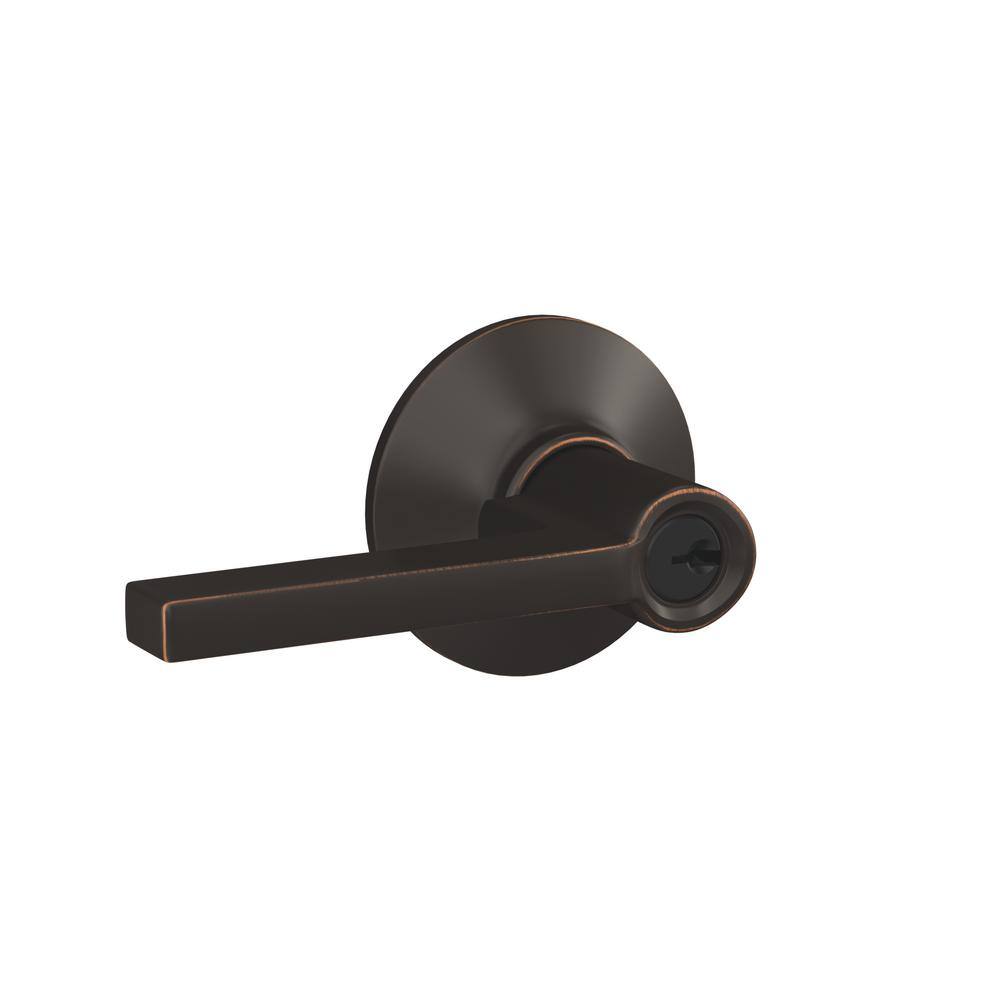 Schlage Latitude Aged Bronze Keyed Entry Door Handle F51A LAT 716 PLY