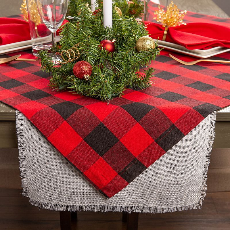 40 Red and Black Buffalo Checkered Square Tablecloth