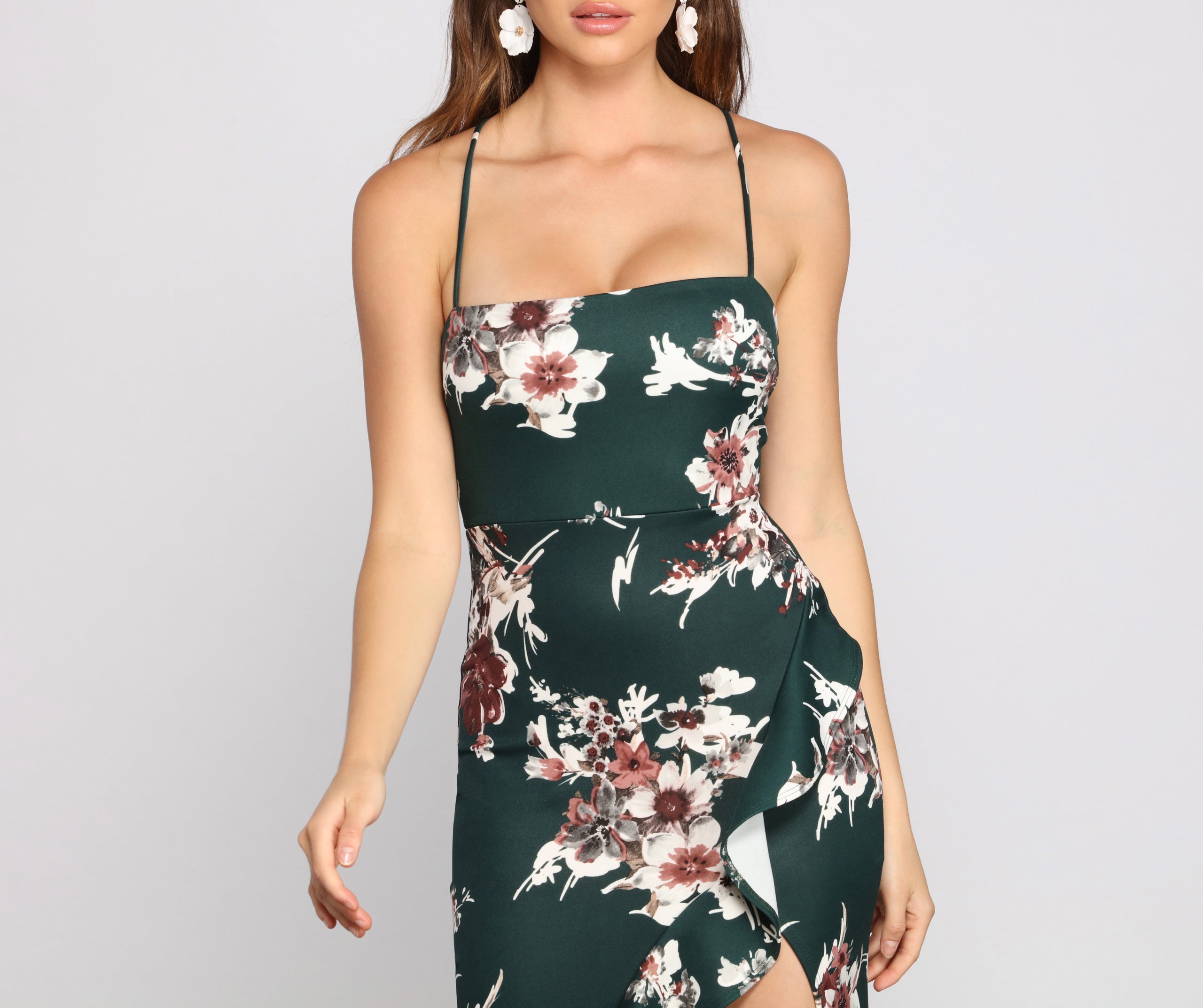 Marianna High Slit Floral Dress