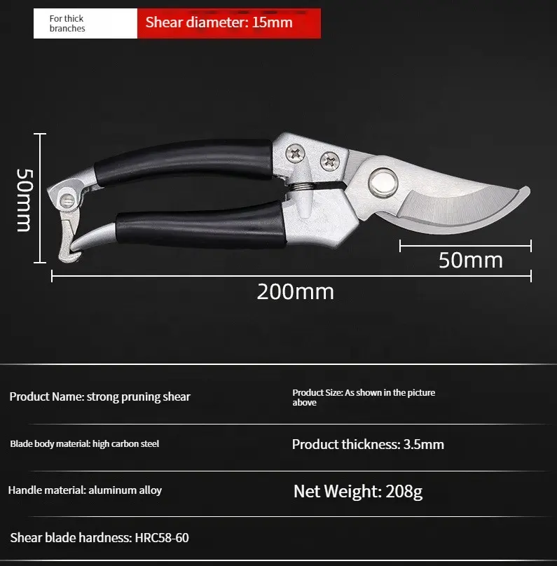 Professional Hand Garden Tools Bypass Pattern Pruning Shear Steel Shears Gardening Garden Pruning Shears