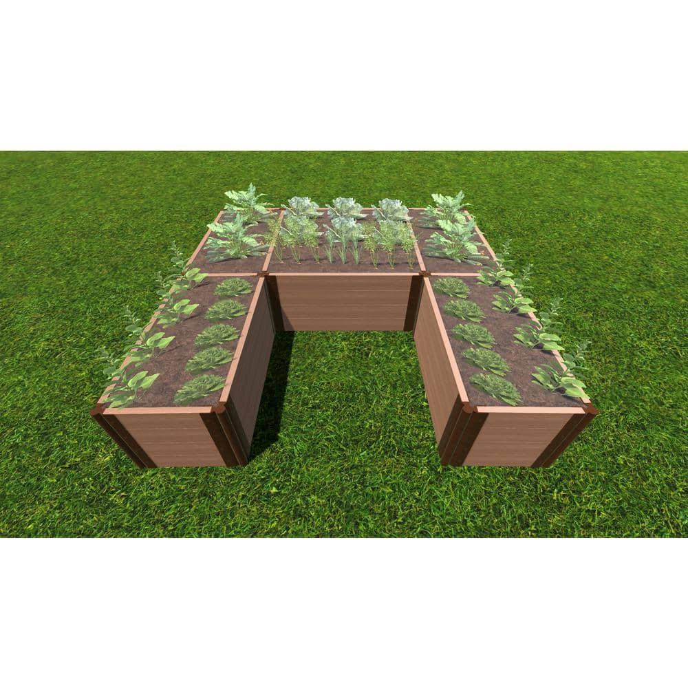 Frame It All Classic Sienna Composite  ft.Walk-In U-Shape Ft. Bragg ft. - 8 ft. x 8 ft. x 22 in. Raised Garden Bed - 2 in. Profile 800004124