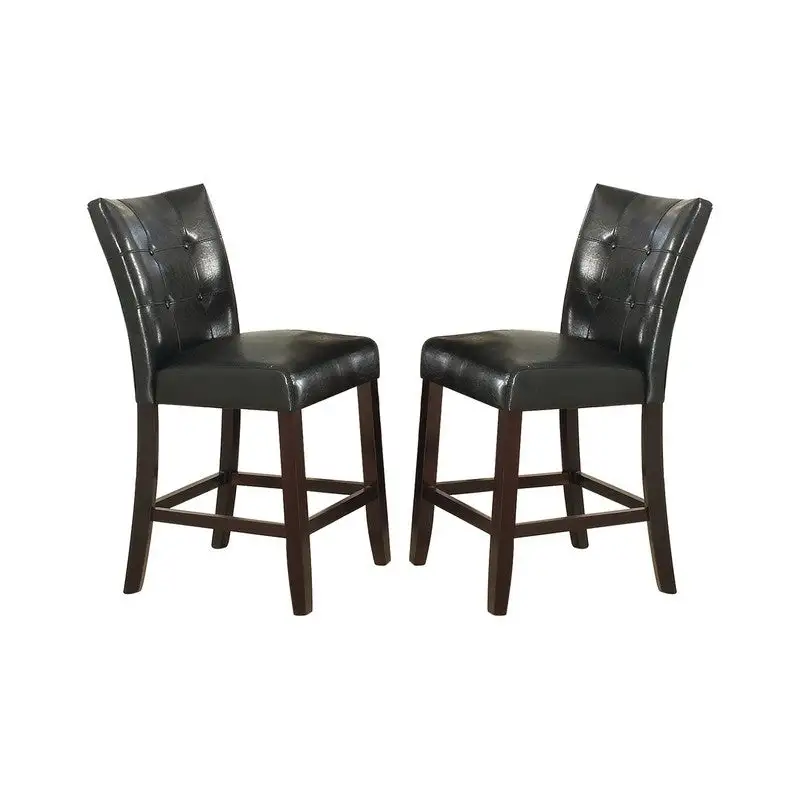 Leather Upholstered High Back Dining Chair w/ Wood Frame,Black, 2 Pcs