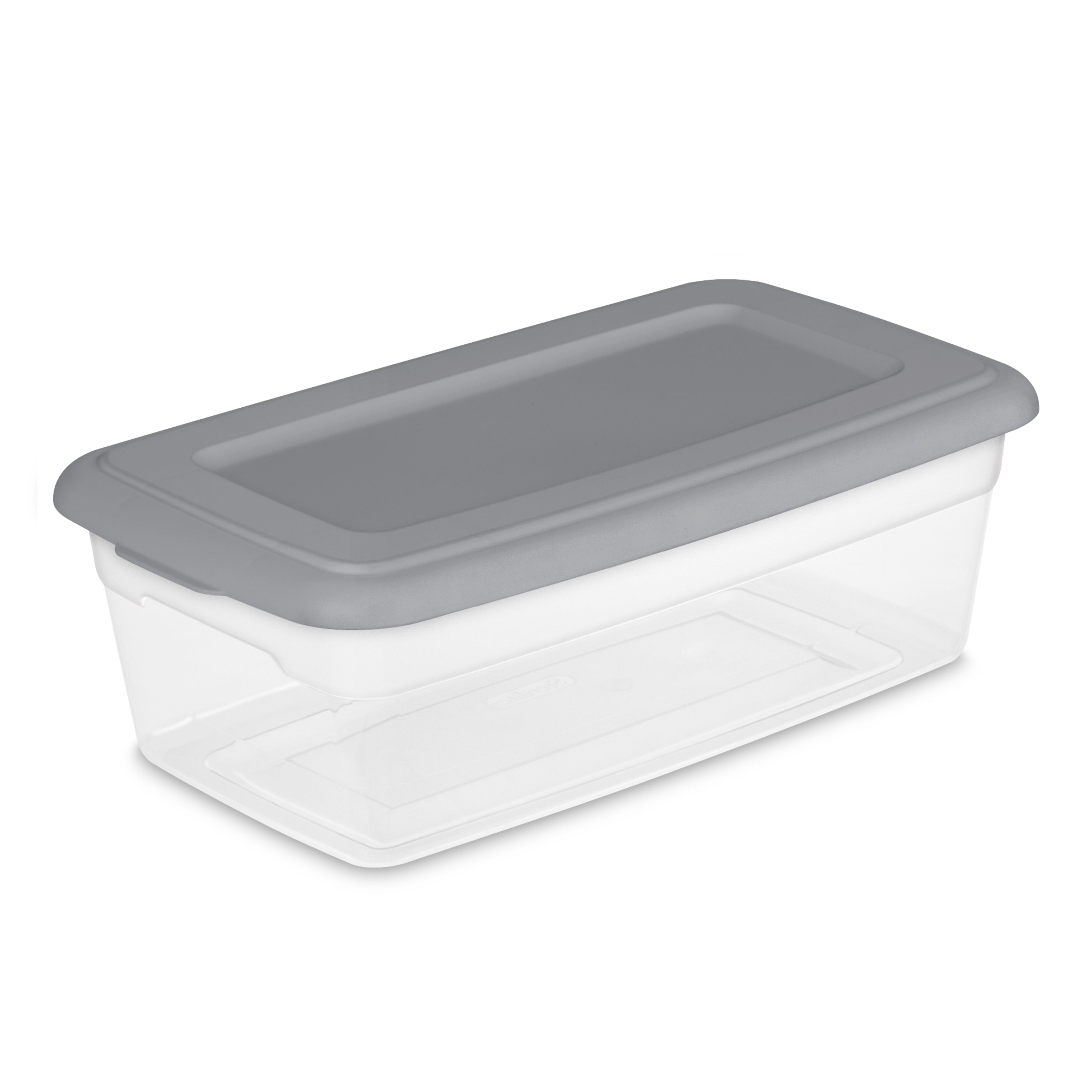 Sterilite 6 Qt. Storage Box Plastic, Titanium, Set of 40