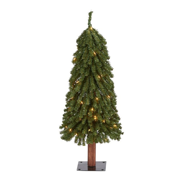 3ft Nearly Natural Pre-lit Grand Alpine Artificial Christmas Tree Clear Lights