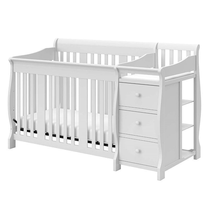 Pemberly Row 4-in-1 Convertible Crib and Changing Table Set in White