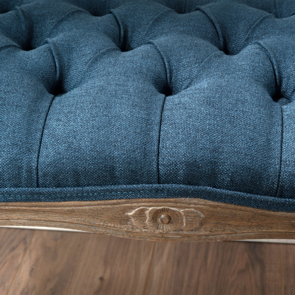 Tasette Traditional Button Tufted Fabric Bench   French Country   Upholstered Benches   by GDFStudio  Houzz