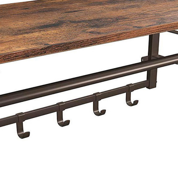 Benjara BM195870 Wood and Metal Frame Coat Rack wi...