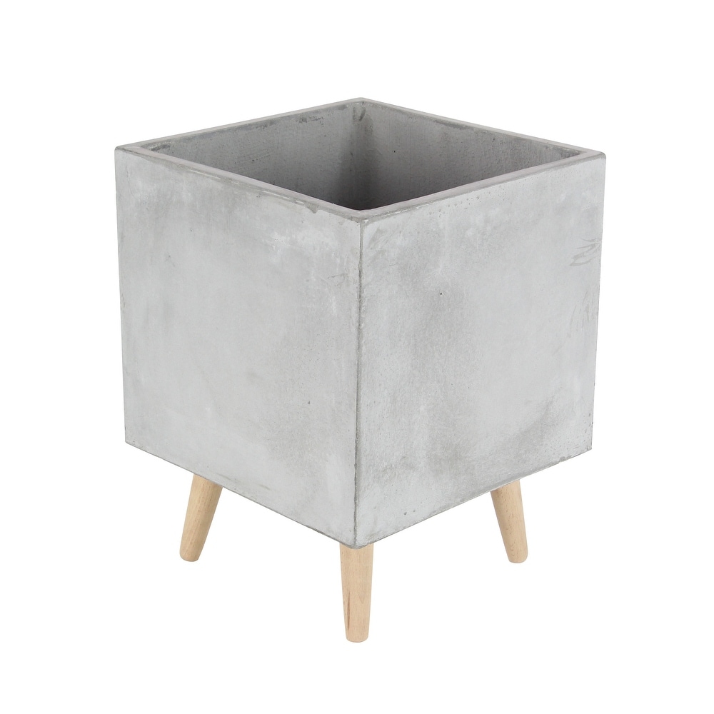 White Light Grey or Grey Fiber Clay Boho Modern Planter Pot (Set of 2)   S/2 15\