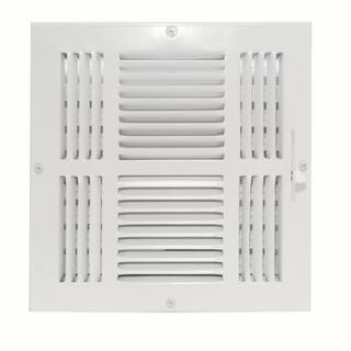 EZ-FLO 10 in. x 10 in. 4-Way Steel WallCeiling Register White 61619