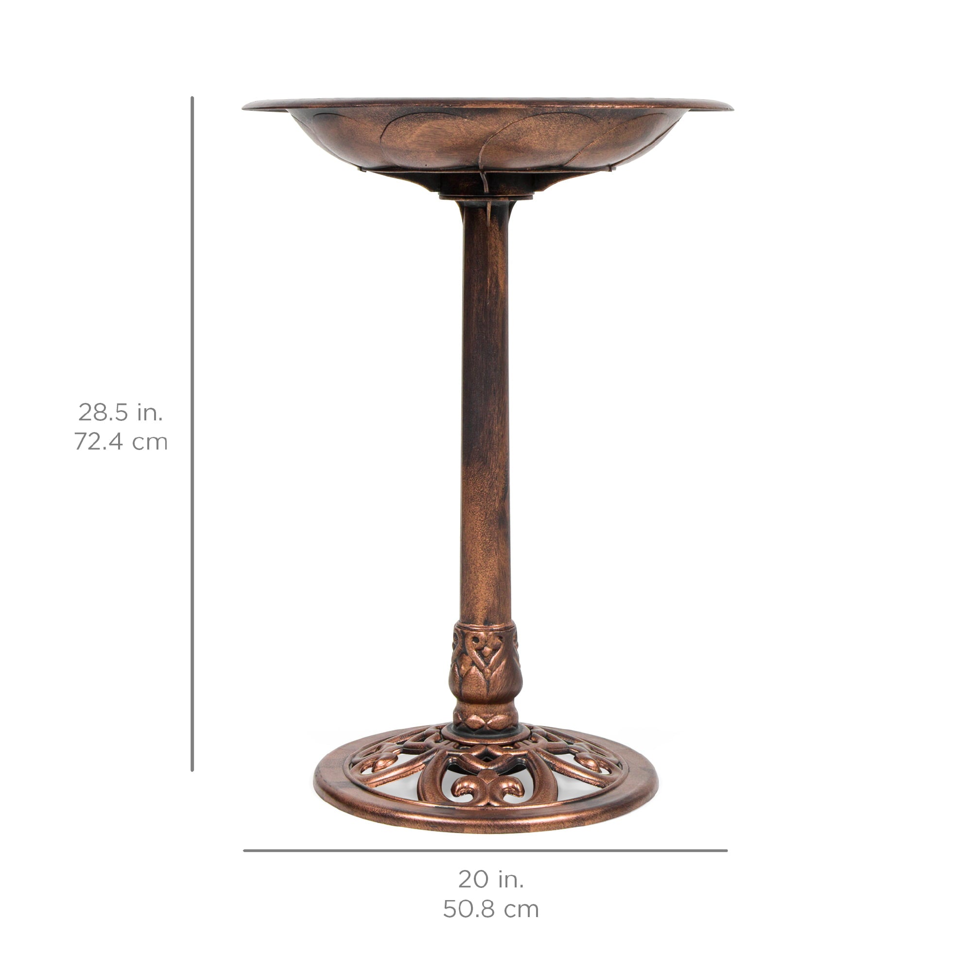 Best Choice Products Outdoor Rustic Pedestal Bird Bath Accent for Garden, Yard w/ Fleur-de-Lis Accents  Copper