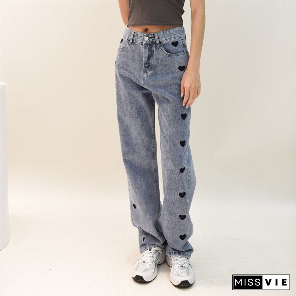 Woman Jeans High Waist Clothes Wide Leg Denim Clothing Blue Streetwear Vintage Quality Fashion Harajuku Straight Pants