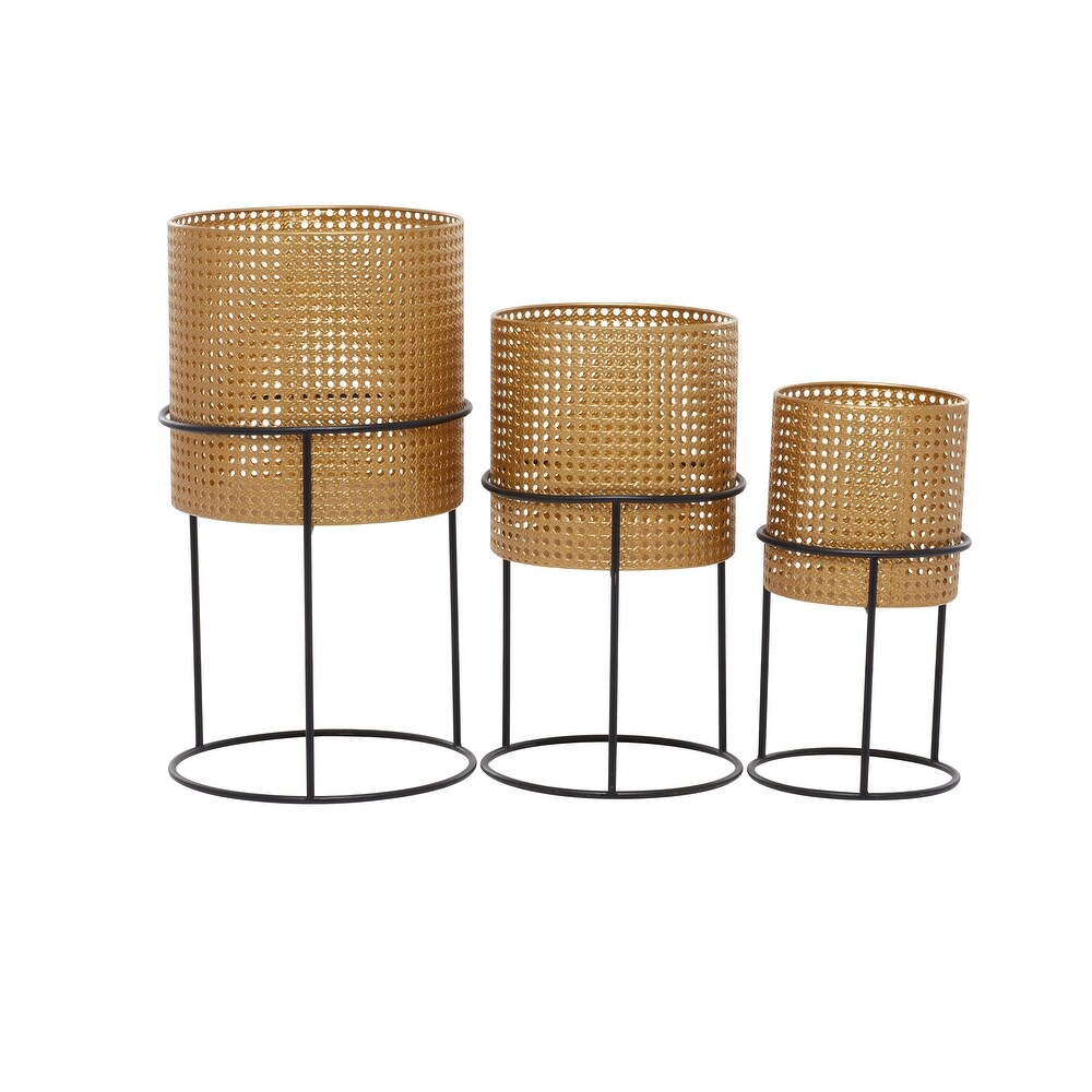 White Black or Gold Basket Style Glam Modern Planter Stands (Set of 3)   S/3 23\