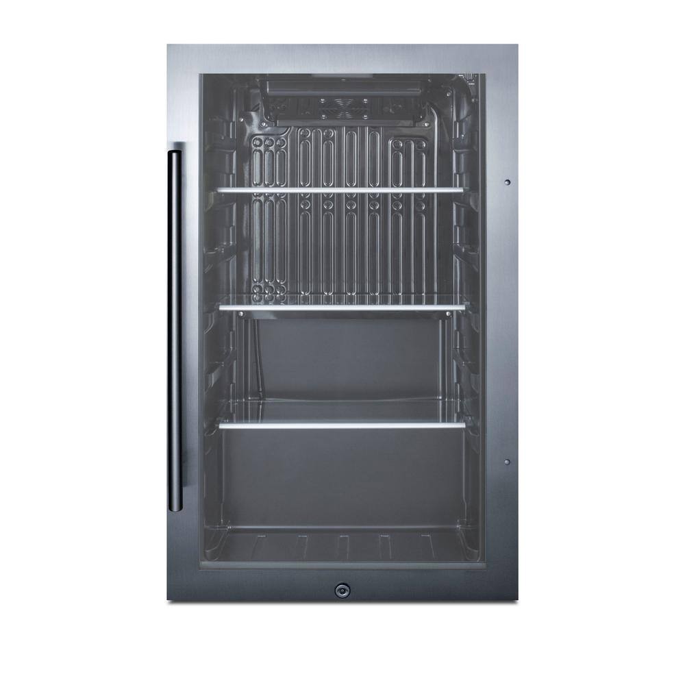 Summit Appliance Shallow Depth 19 in. Mini Fridge with Glass Door ADA Compliant SPR488BOSADA