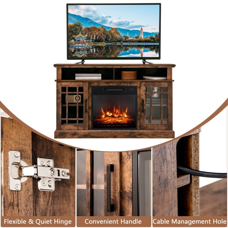 48 Inch Electric Fireplace TV Stand with Cabinets for TVs Up to 50 Inch   48\