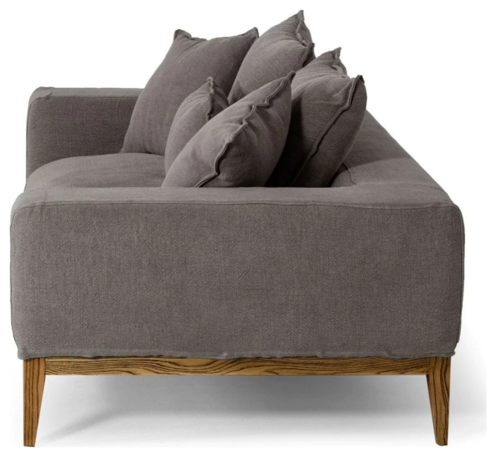 Neil Modern Gray Linen Loveseat   Transitional   Loveseats   by Rustic Home Furniture Deco  Houzz