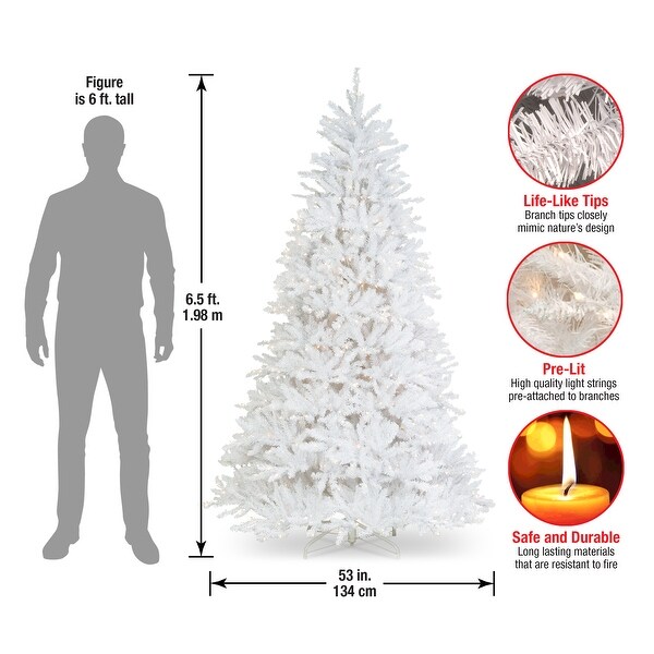 National Tree Company 6.5 ft. Dunhill White Fir Tree with Clear Lights