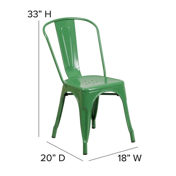 Commercial Grade 4 Pack Blue Metal Indoor-Outdoor Stackable Chair