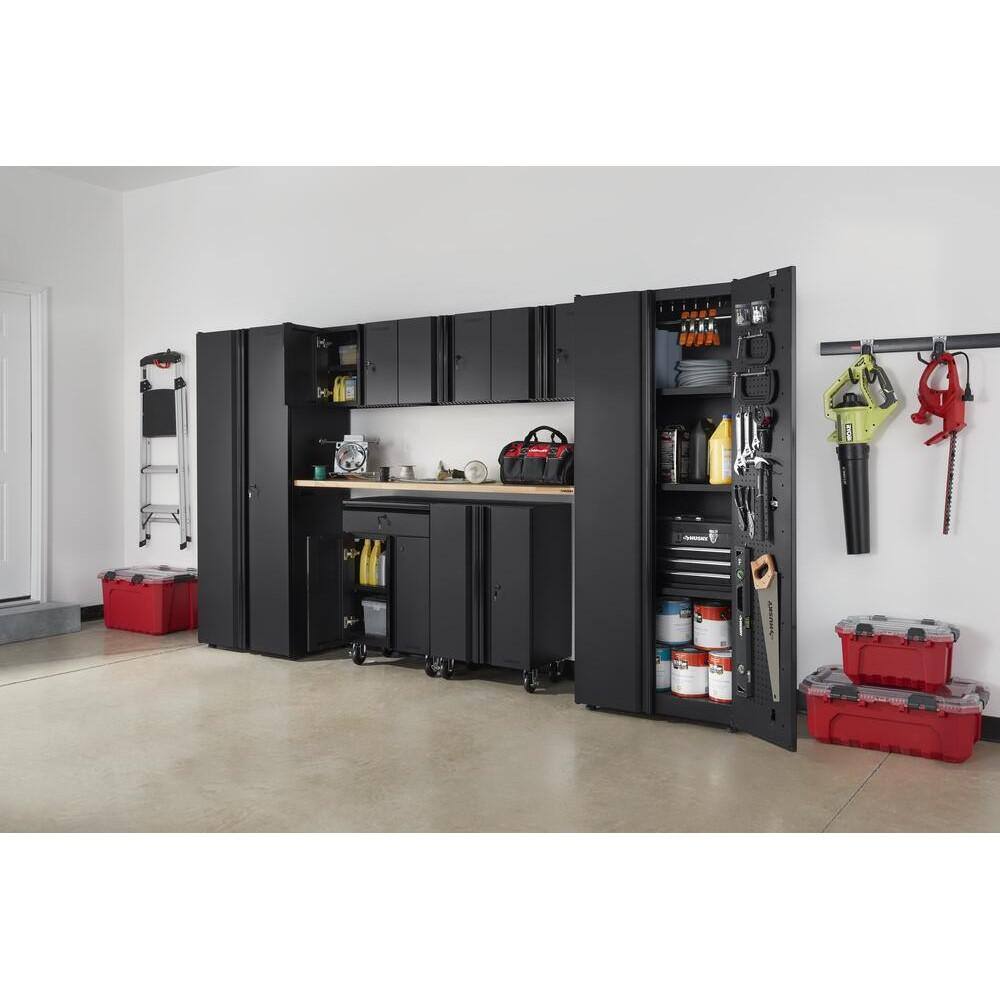 Husky 8-Piece Regular Duty Welded Steel Garage Storage System in Black (133 in. W x 75 in. H x 19 in. D) GS13208-1DWO