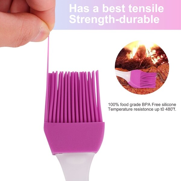 2pcs Flexible Silicone Brush Heat Resistant Non-Stick Utensils - Fuchsia - 6.7