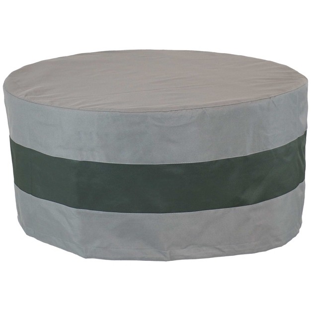 Sunnydaze Outdoor Heavy duty Weather resistant 300d Polyester Round 2 tone Fire Pit Cover Gray And Green