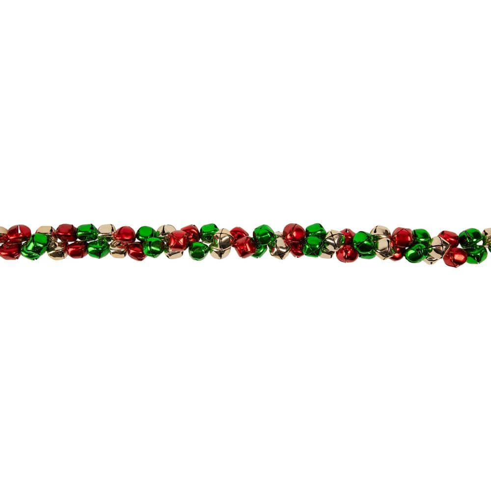 5 ft. Red Green Gold Jingle Bell Artificial Christmas Garland - Unlit 34906037