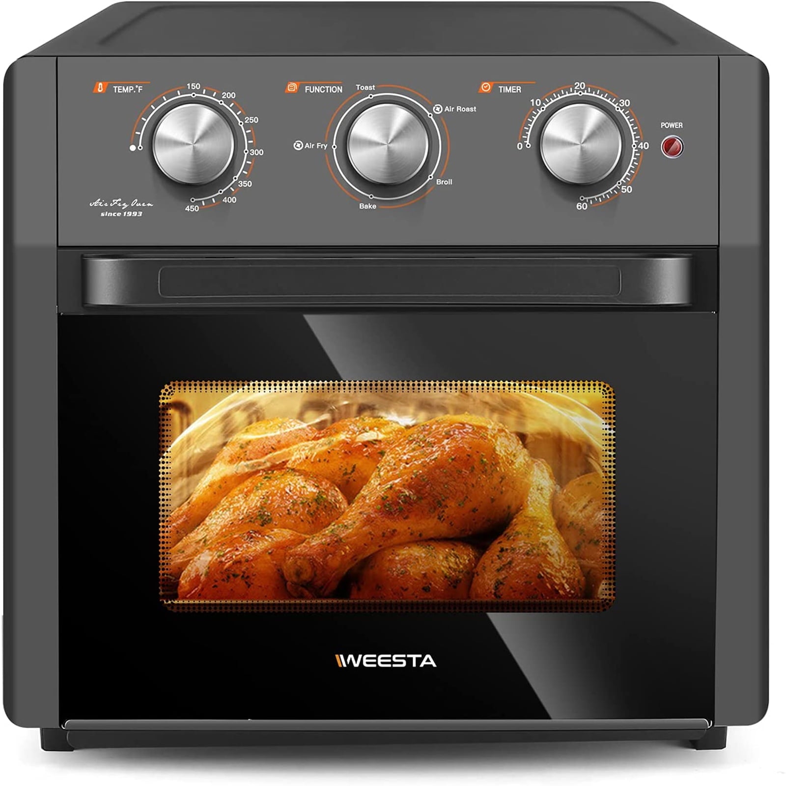 Weesta Air Fryer Toaster Oven, 20 Quart Convection Roaster with Broiler, Rotisserie, Dehydrator, Pizza Oven, Touch Screen 5 in 1 Toaster Oven Combo, with 360° Air Circulation, 1300W