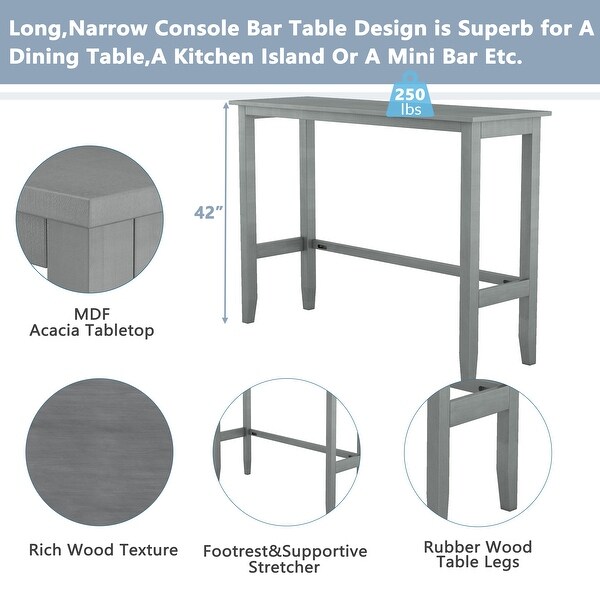 3-Piece Fresh Style Rectangular Wood Bar Height Dining Set for Small Places