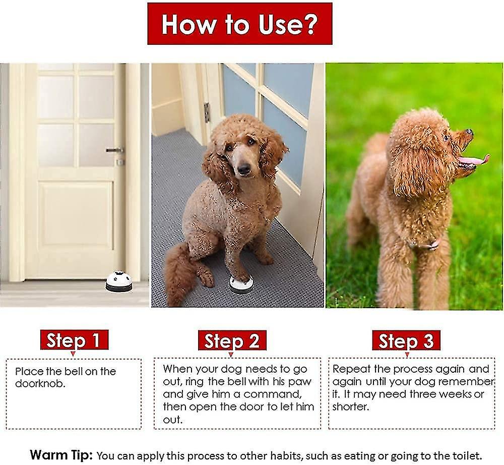 Pack Metal Dog Bells With Non-slip Rubber Bottom For Pet Training Bell (white)